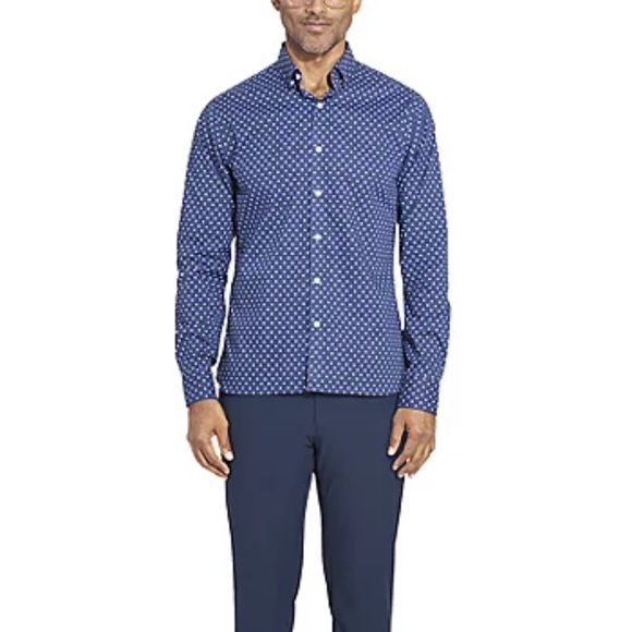 Mens XXL Slim Fit Long Sleeve Button-Down Shirt NEW Never Tuck Stain Shield - Picture 1 of 4